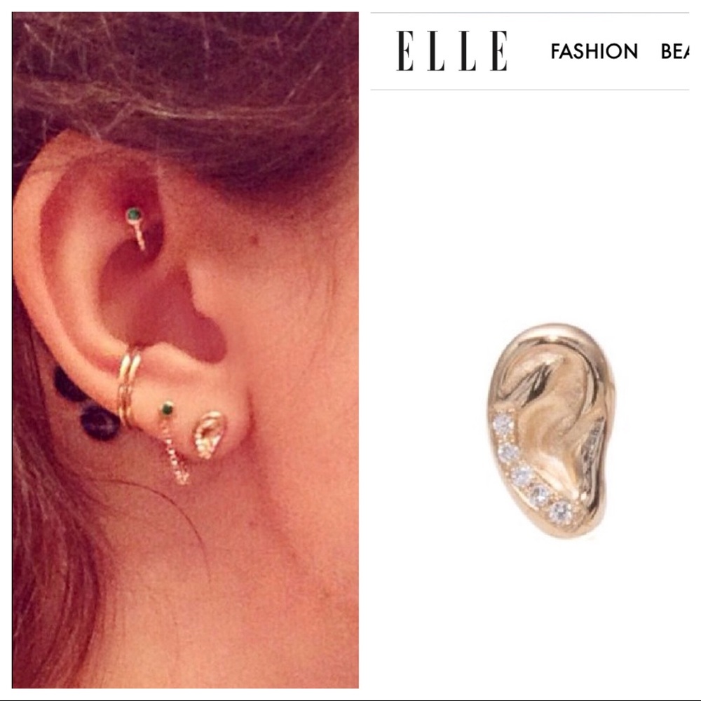 Winden 14k Gold Ear Stud Diamonds “Hear Earring”